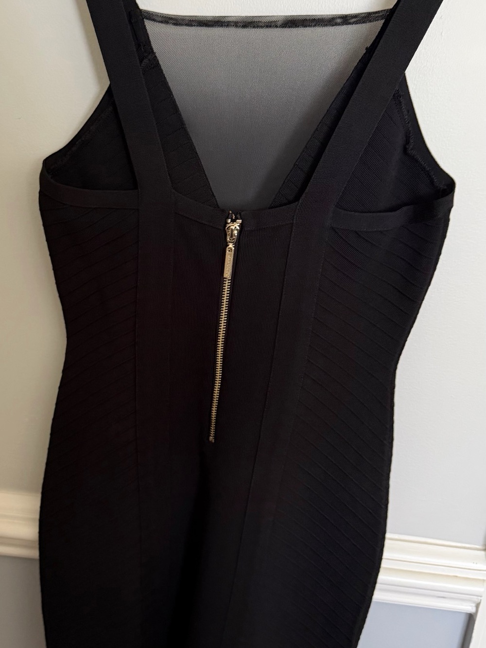 Guess Black Midi Dress with Black Zip Size Medium